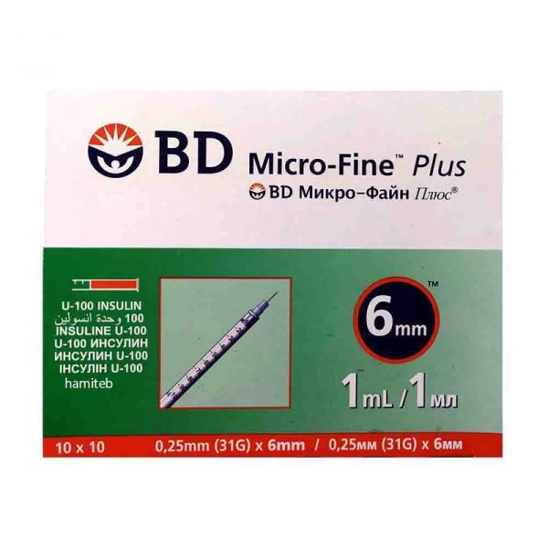 سرنگ انسولین بی دی مدل micro-fine plus حجم 1 میلی لیتر بسته 10 عددی